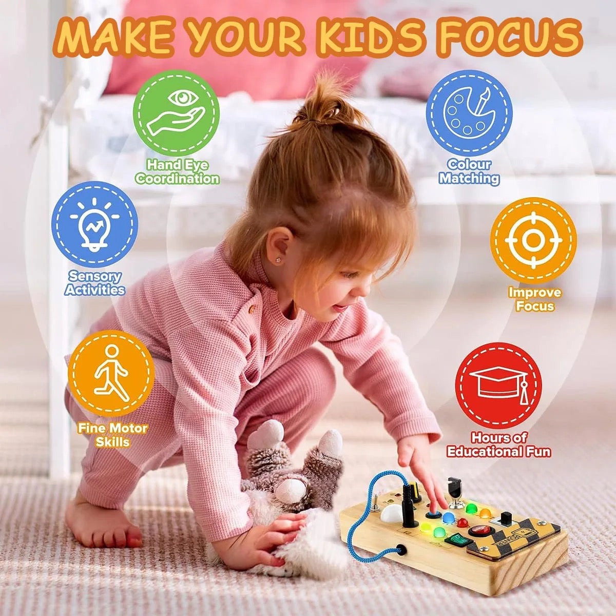 Wooden Switch Board for Toddlers – Safe, Educational & Screen