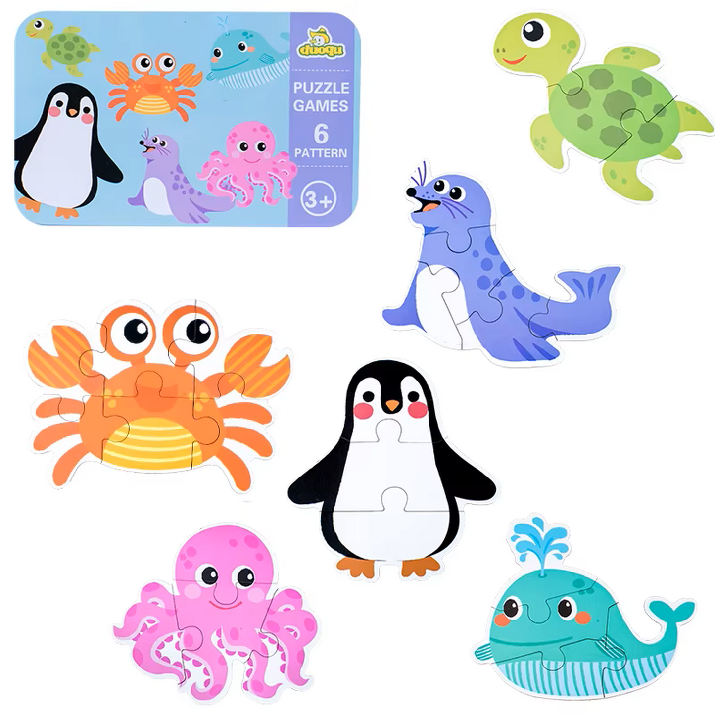Marine life puzzle in a box – sea animals puzzle for toddlers and preschool kids by ToyTribe
