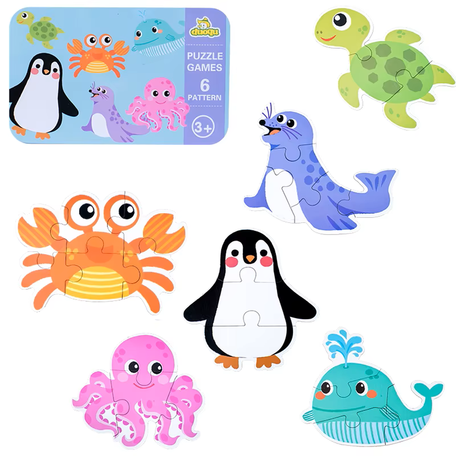 Marine life puzzle in a box – sea animals puzzle for toddlers and preschool kids by ToyTribe
