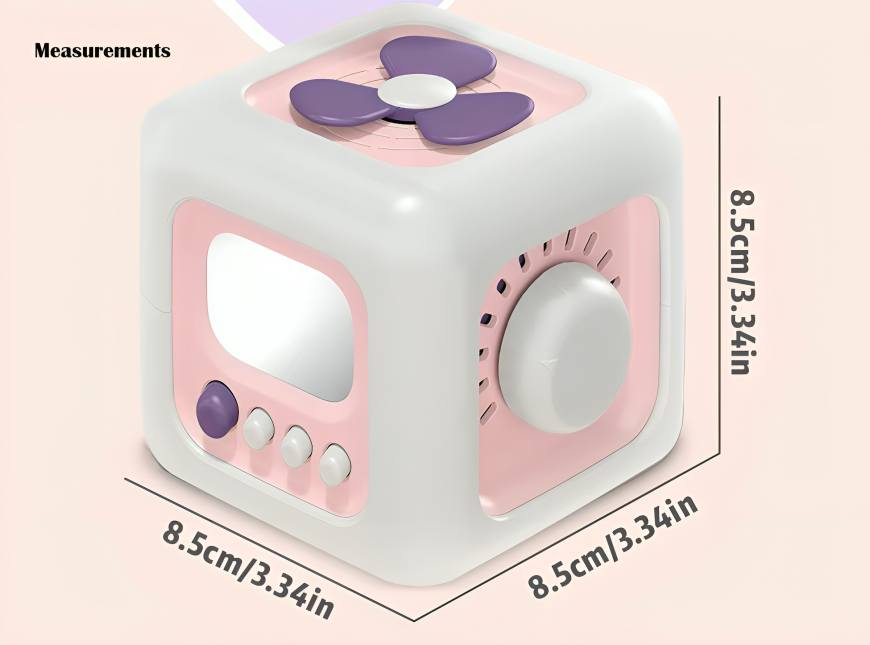 Montessori Busy Cube for Toddlers – 6-in-1 Sensory Toy (Pink)
