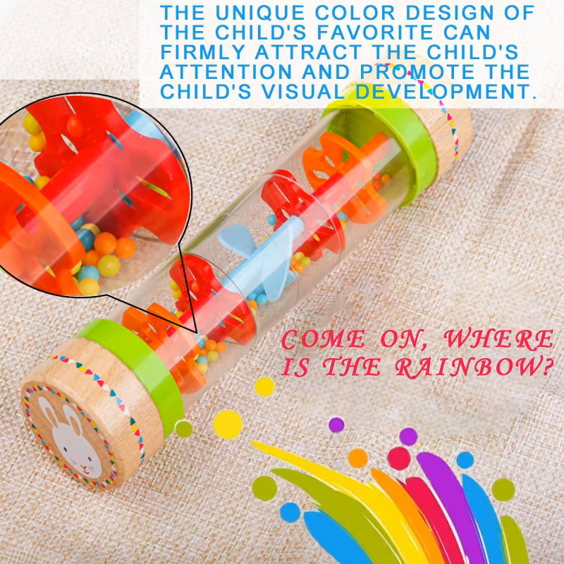 Beaded Raindrops Rattle – Wooden Rainmaker Sensory Toy for Kids
