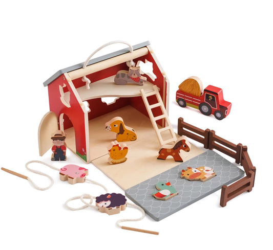 Old MacDonald's Farm Wooden Play Set & Animal Puzzle Toy for Toddlers