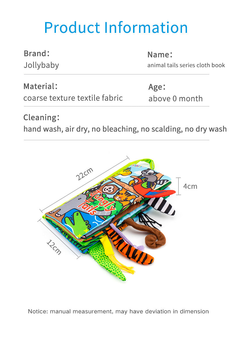 Jollybaby Animals Tail Book – Animal Tails Cloth Book – Baby First Book