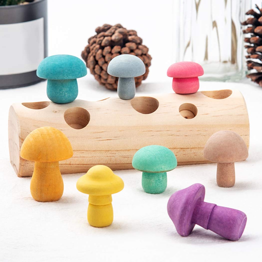 Wooden Mushroom Sorting Toy – Montessori-Inspired Educational Playset