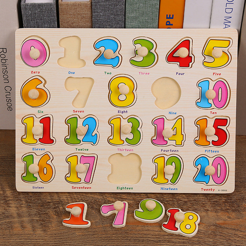 Numbers Peg Board Puzzle Wooden - Wooden Numbers Puzzle -Wooden numbers