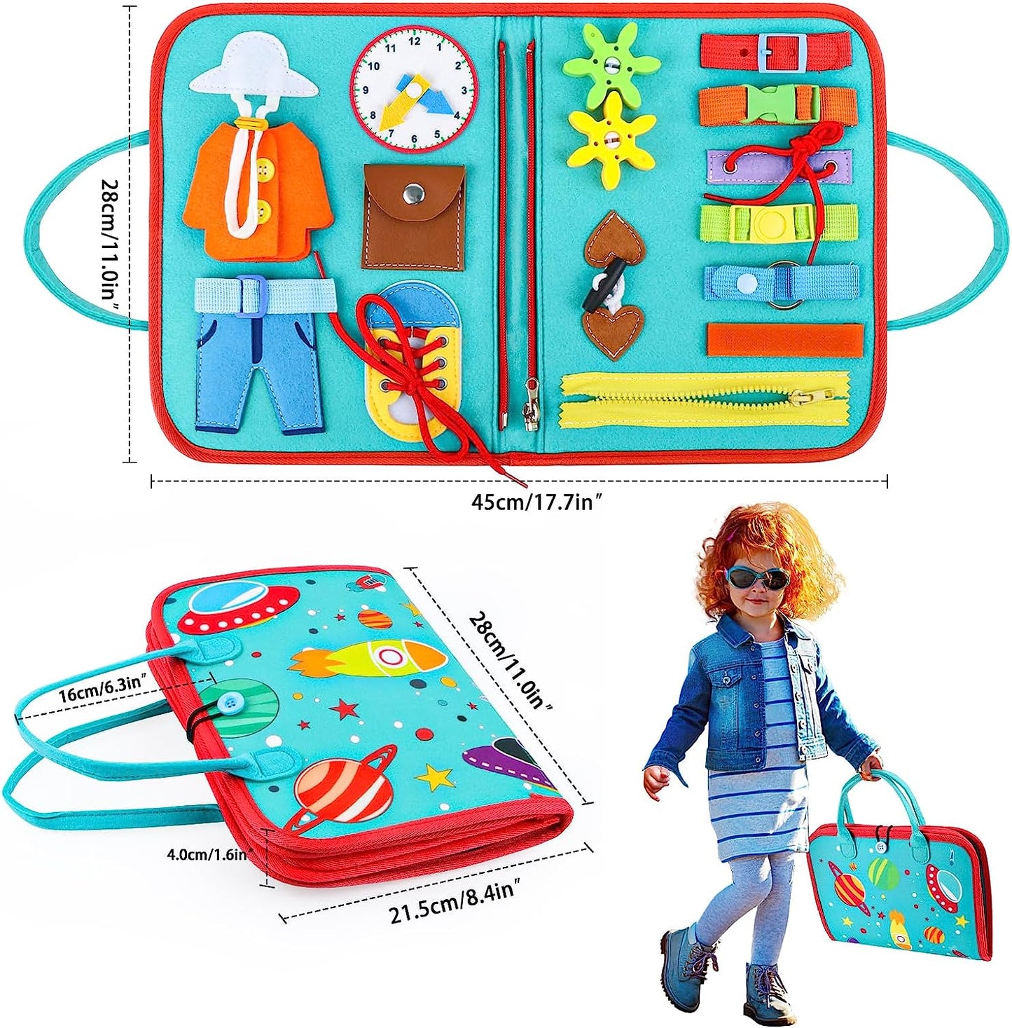 Montessori Busy Book – Space Theme – Preschool Learning & Travel Toy