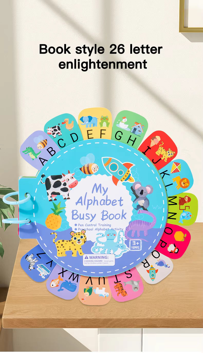 Alphabet Learning Busy Book for Toddlers – Montessori-Inspired Quiet Book, Preschool Activity & Travel Toy