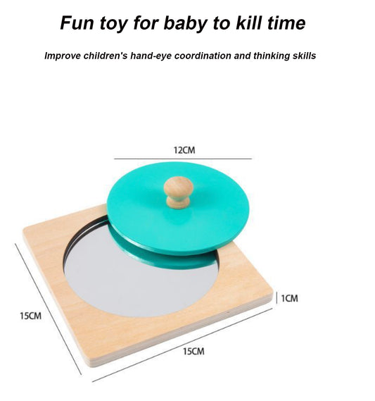 Montessori Baby Mirror – Peekaboo Knob Mirror Puzzle – Tummy Time Sensory Toy