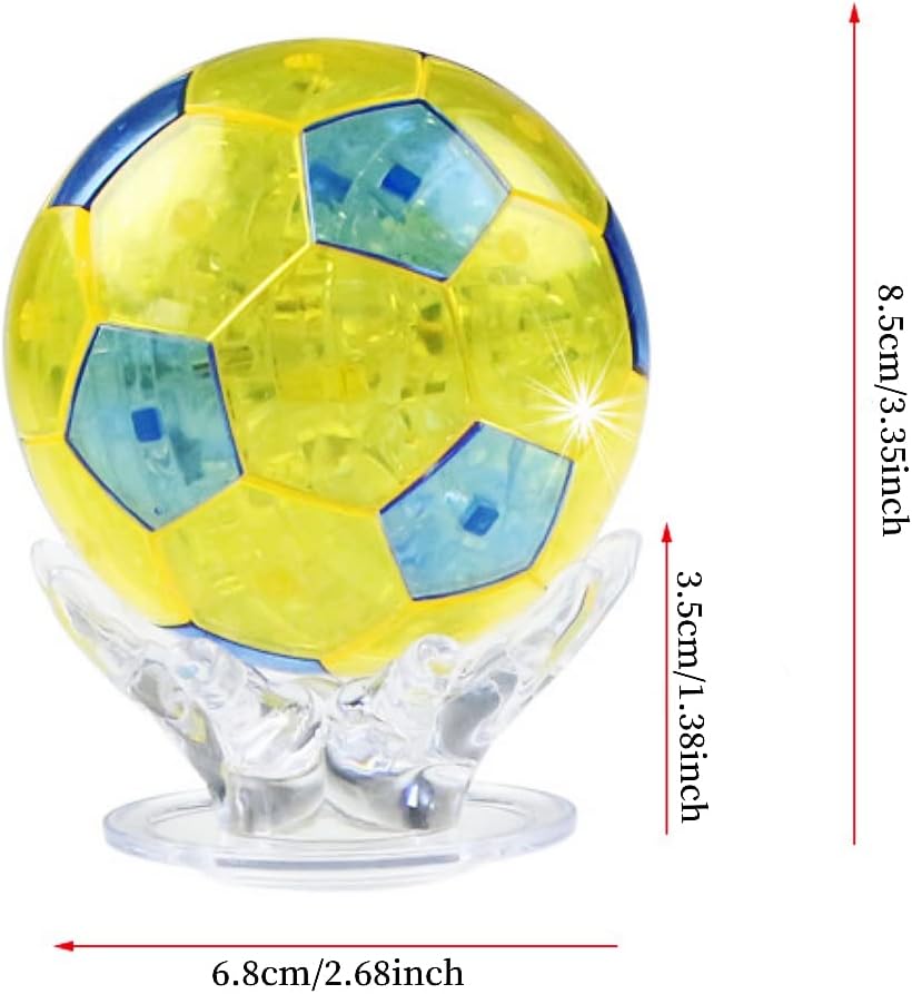 Crystal Puzzle 3D Soccer Ball – 76 Piece Medium Difficulty Brain Teaser Puzzle Gift
