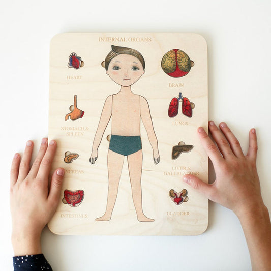 Body Parts Educational Puzzle – Montessori Wooden Human Anatomy Puzzle for Kids