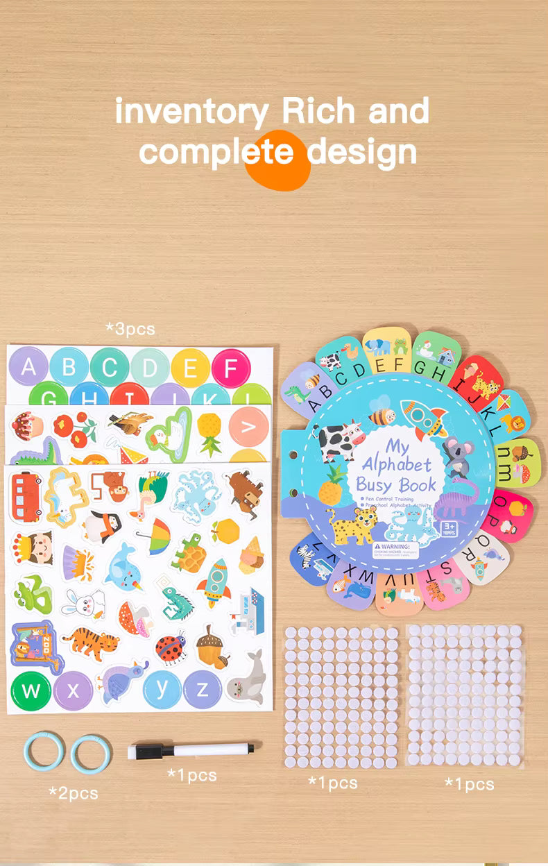 Alphabet Learning Busy Book for Toddlers – Montessori-Inspired Quiet Book, Preschool Activity & Travel Toy