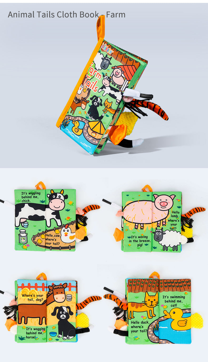 Jollybaby Animals Tail Book – Animal Tails Cloth Book – Baby First Book