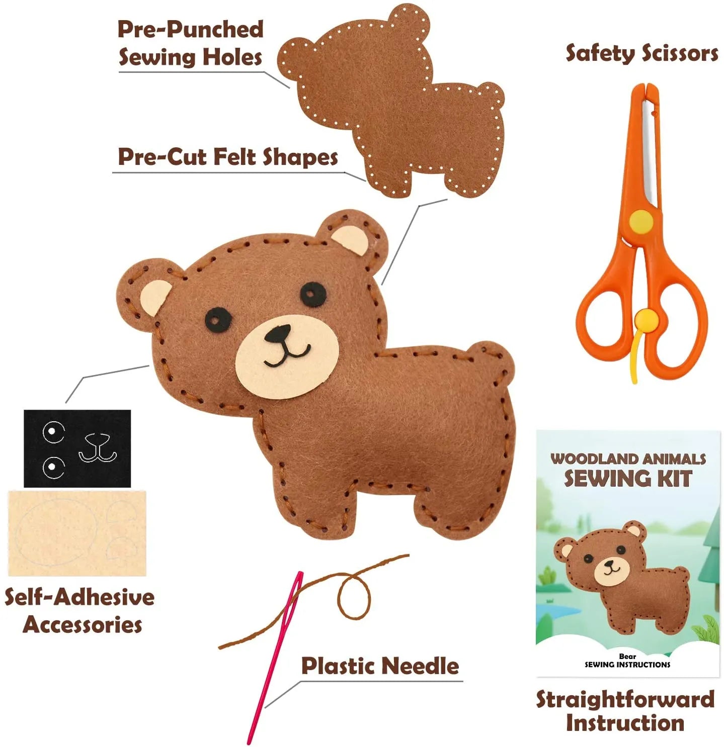 Kids Sewing Craft Kit - Creative Felt Activity Set for Kids (Multiple Themes)