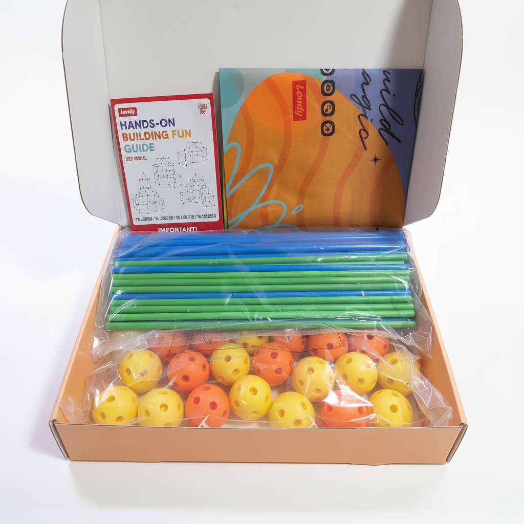 Poles and ball connectors from the DIY fort construction kit