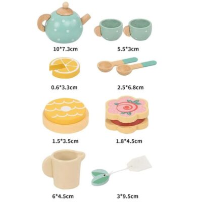 Montessori Wooden Afternoon Tea Set for Kids – 15-Piece Role Play Set for Ages 3+