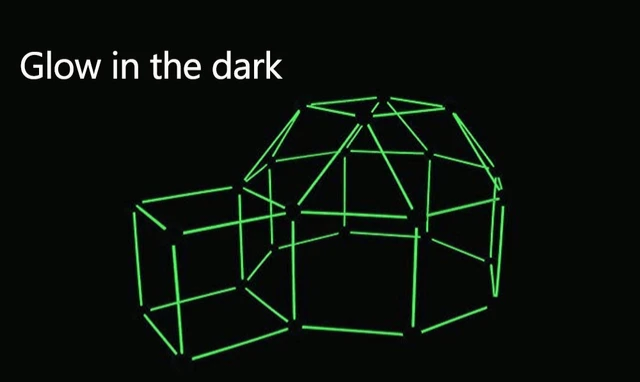 Glow-in-the-dark poles and connecting balls for a children's construction toy