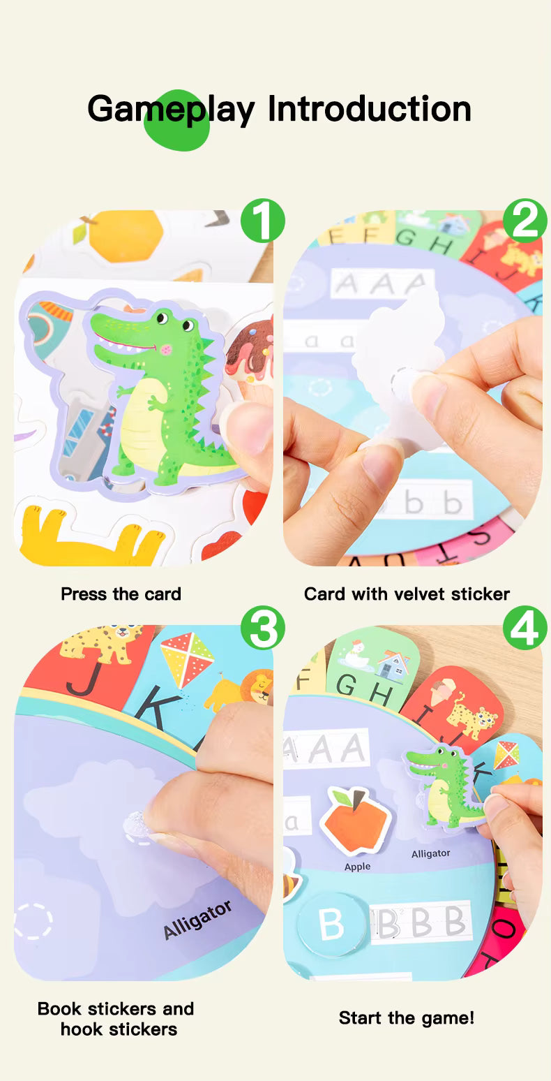 Alphabet Learning Busy Book for Toddlers – Montessori-Inspired Quiet Book, Preschool Activity & Travel Toy