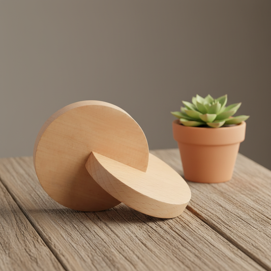 Lifestyle product shot wooden disc toy