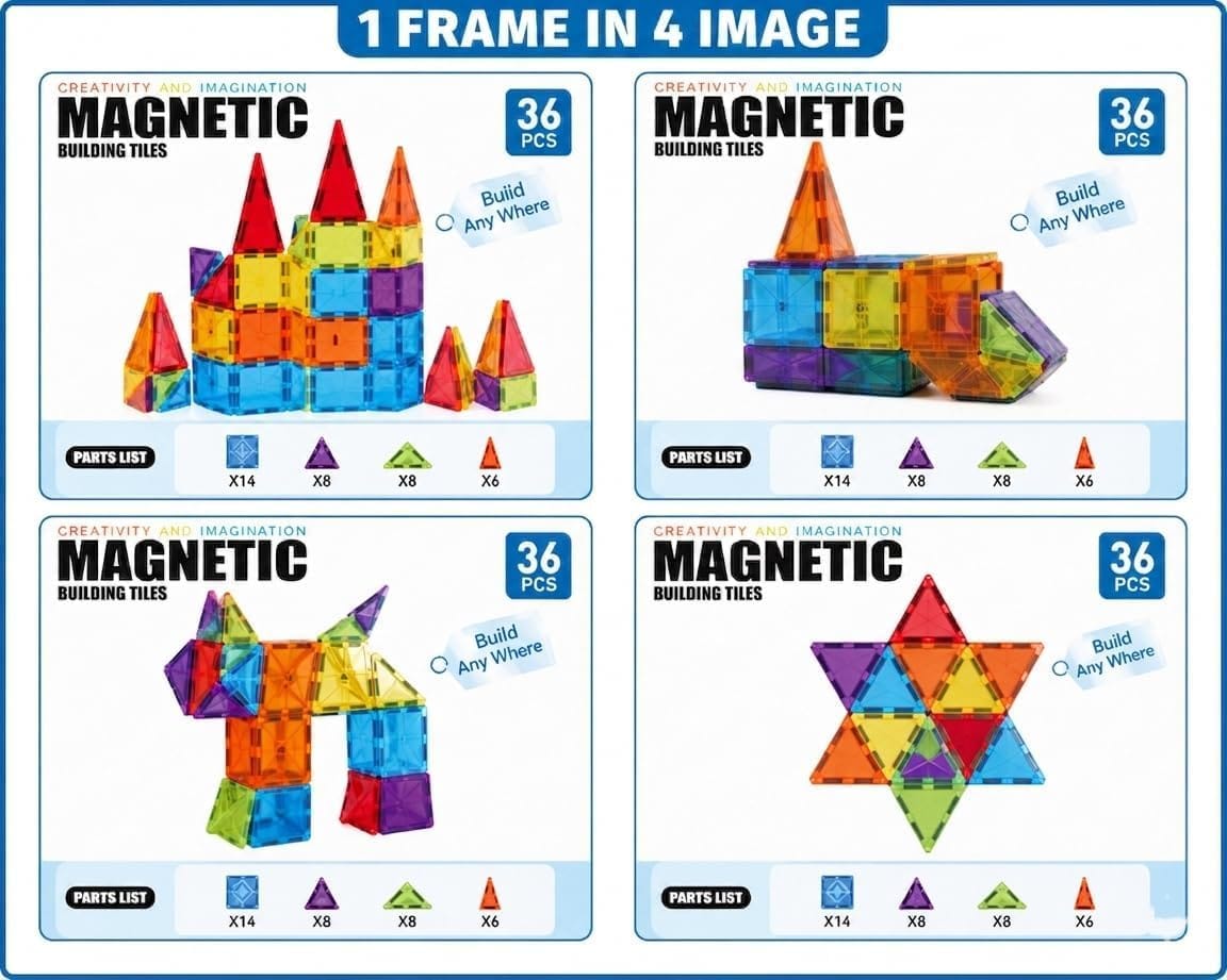 Magnetic Building Tiles 36 Piece Travel Set | 3+
