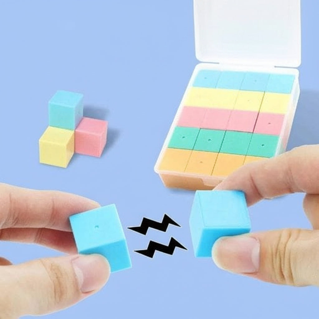 Geometric 3D block puzzle layout demonstrating perspective and multi-view projection for primary school math
