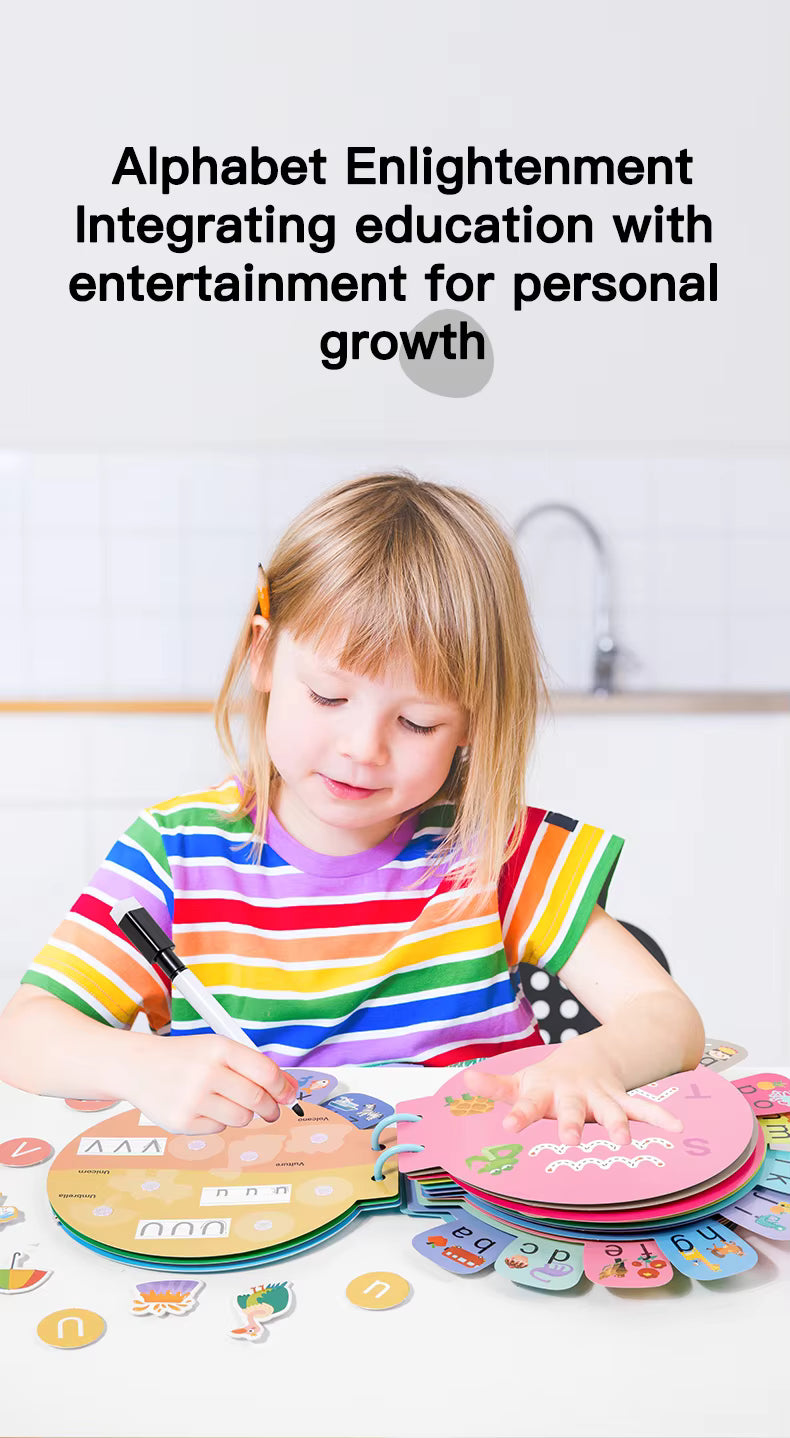 Alphabet Learning Busy Book for Toddlers – Montessori-Inspired Quiet Book, Preschool Activity & Travel Toy