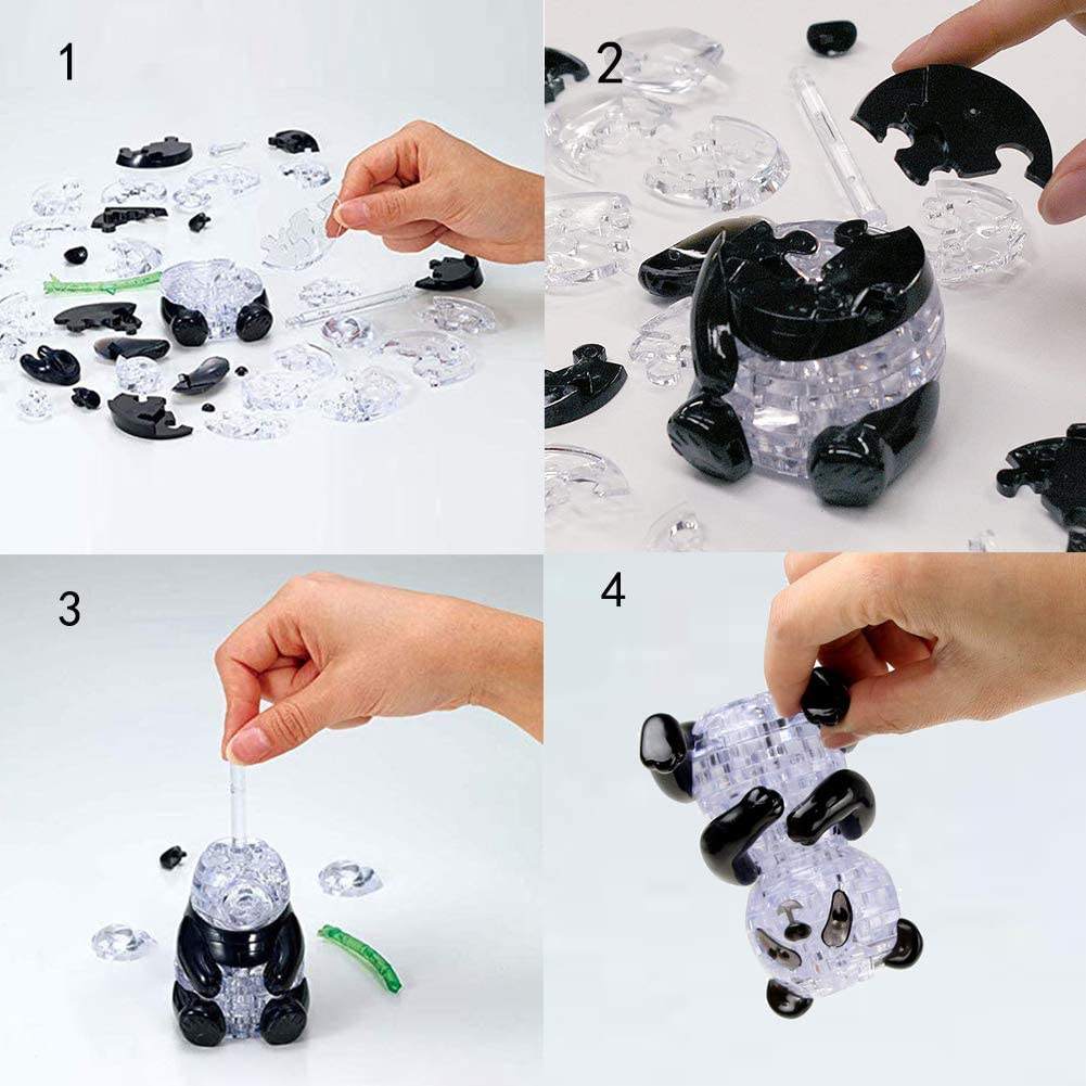 Crystal Puzzle 3D Panda Light-Up – 58 Piece Easy Brain Teaser Puzzle Gift