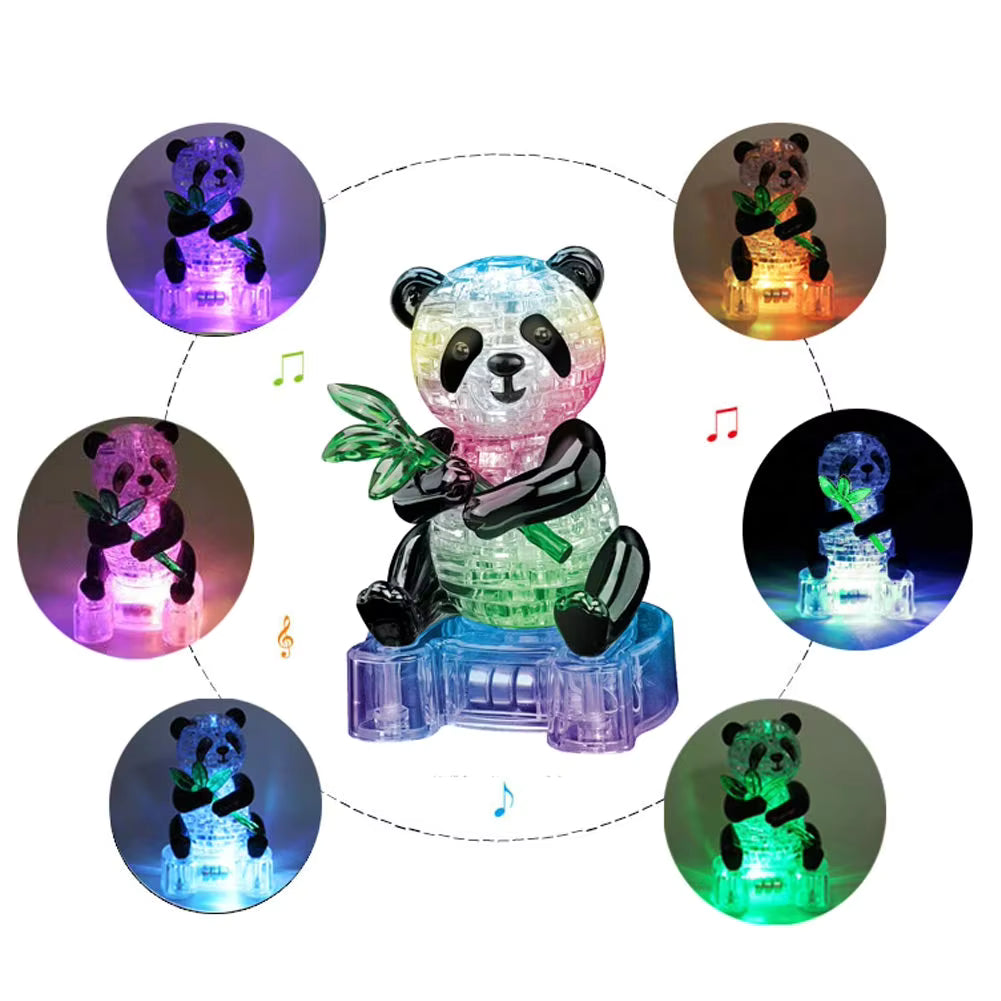 Crystal Puzzle 3D Panda Light-Up – 58 Piece Easy Brain Teaser Puzzle Gift