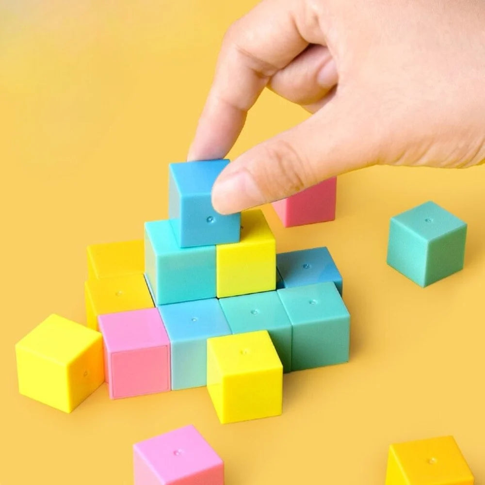20pc pastel magnetic cubes STEM building toy with travel storage box