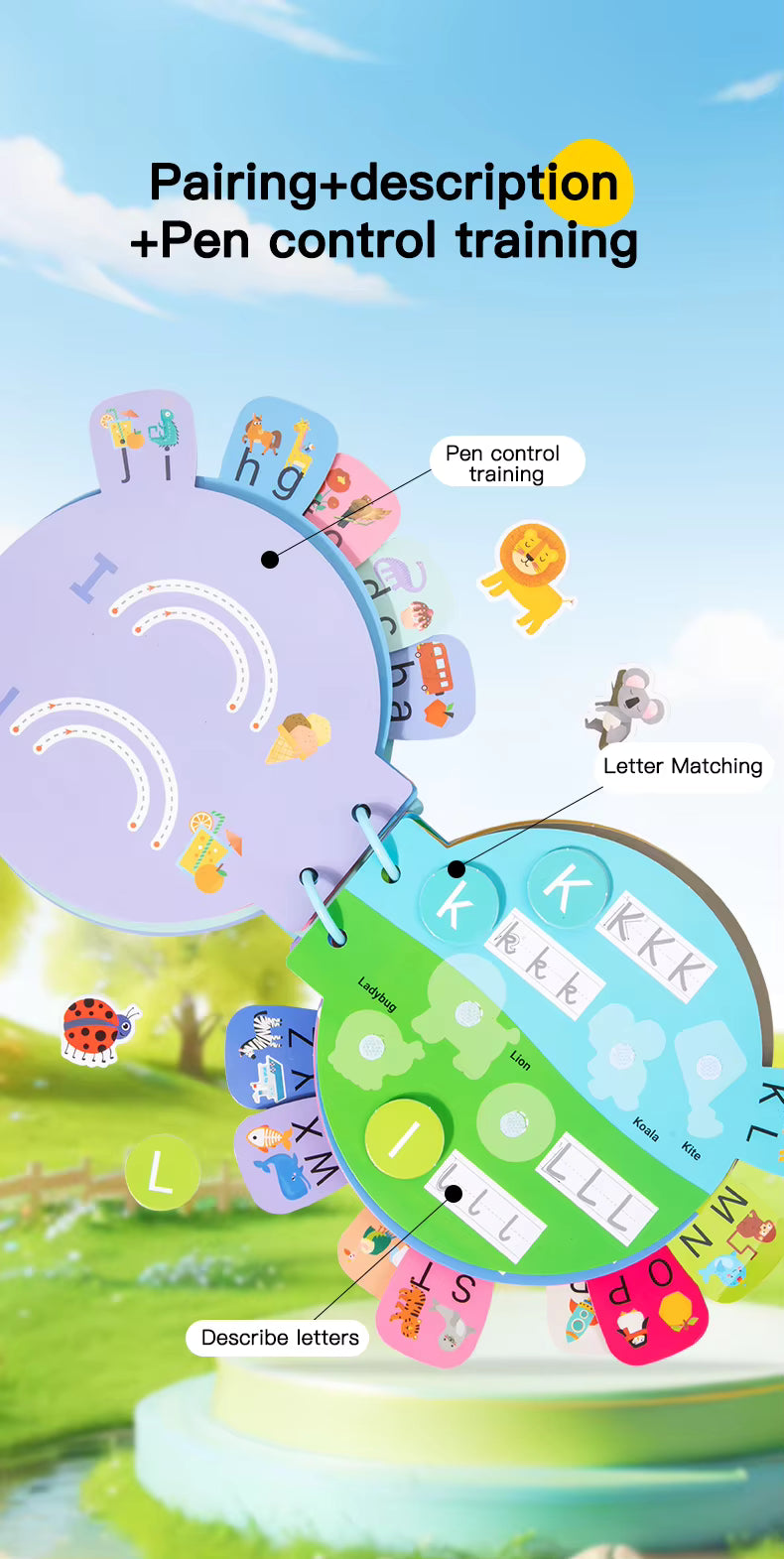 Alphabet Learning Busy Book for Toddlers – Montessori-Inspired Quiet Book, Preschool Activity & Travel Toy