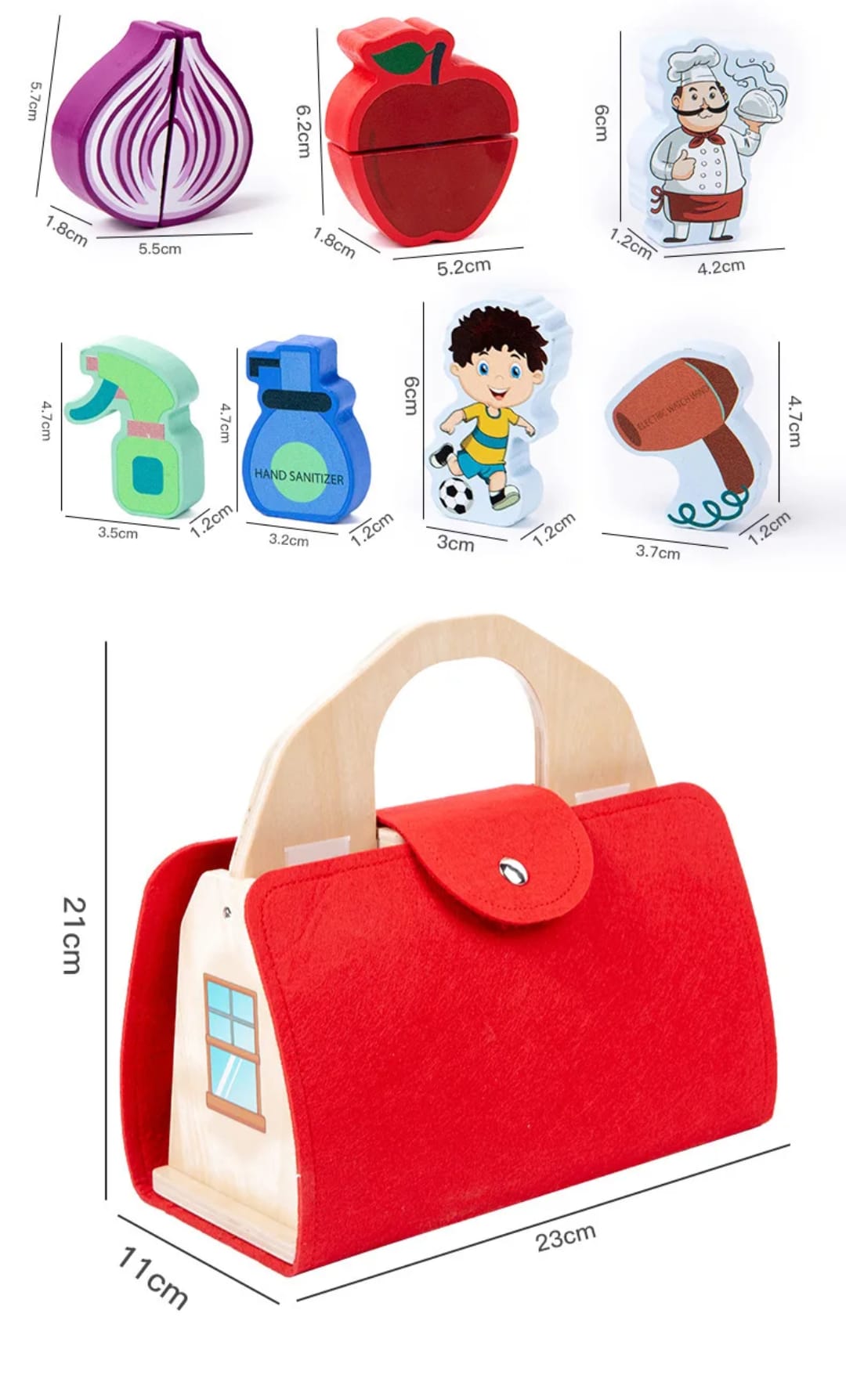 Wooden Play Kitchen Scene with Chef and Veggies Toy Tribe NZ