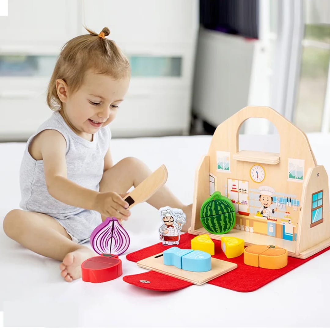 2-in-1 Wooden Carry Case Bathroom Vanity Playset for Toddlers Toy Tribe NZ