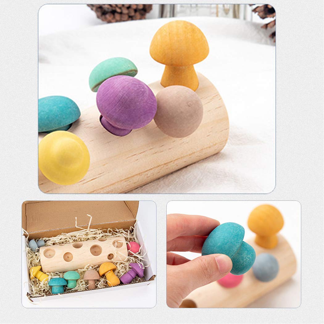 Wooden Mushroom Sorting Toy – Montessori-Inspired Educational Playset