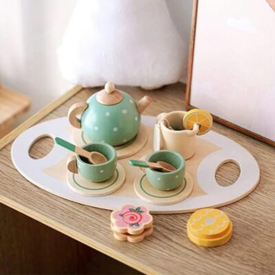 Montessori Wooden Afternoon Tea Set for Kids – 15-Piece Role Play Set for Ages 3+
