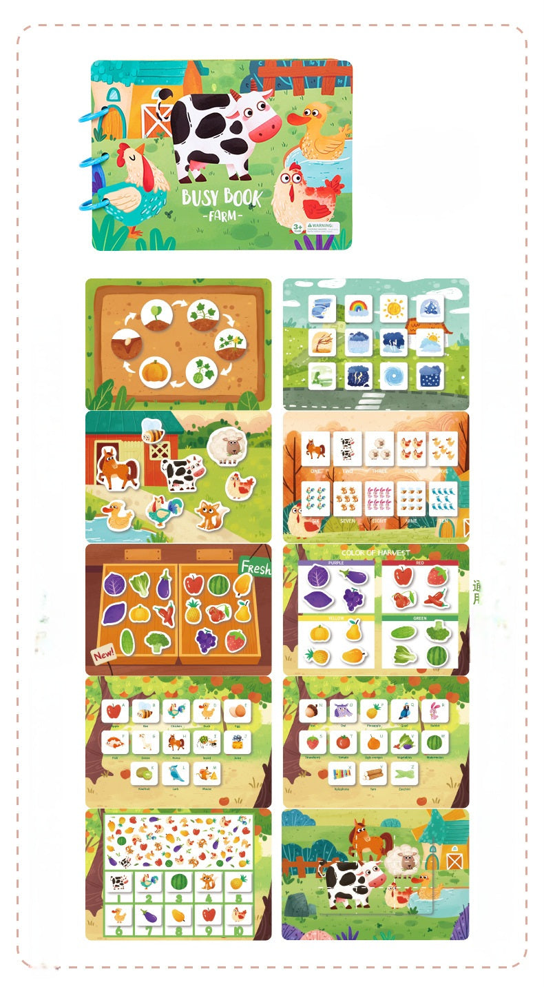 Montessori Busy Book - Toddler Activity Book - Farm Animal Theme