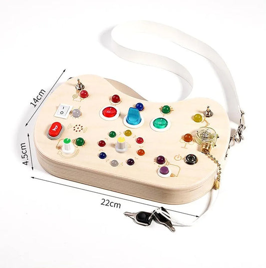 Caryon Montessori Busy Board for Toddlers – LED Lights & Interactive Learning Toy