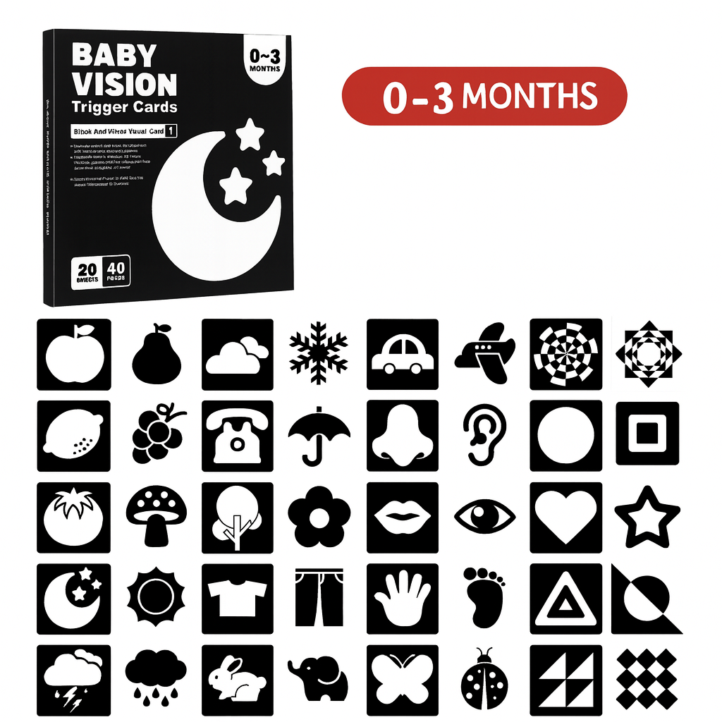 High-Contrast Baby Sensory Cards - Ideal for Early Visual Stimulation