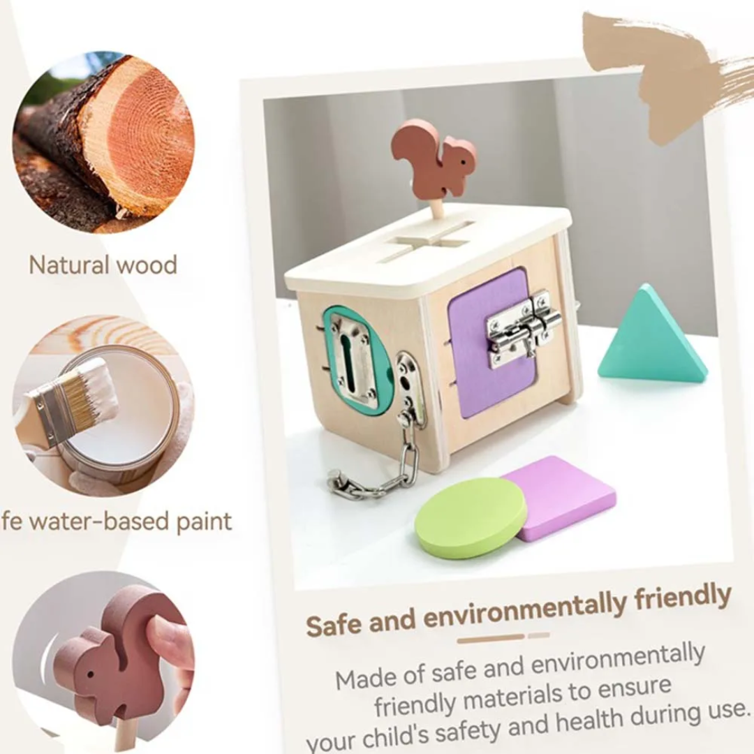 Montessori Wooden Lock Box Toy – Educational Fine Motor Skills Game for Toddlers