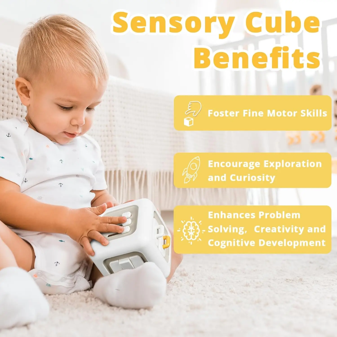 Montessori Busy Cube for Toddlers – 6-in-1 Sensory Toy (Pink)