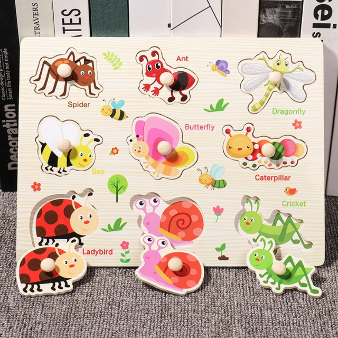 Alphabet Peg Board Puzzle – Wooden Educational Alphabet Puzzle for Kids