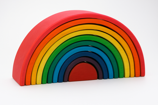 Large Wooden Rainbow Stacker – Montessori Eco-Friendly Toy for Toddlers & Kids 12pcs