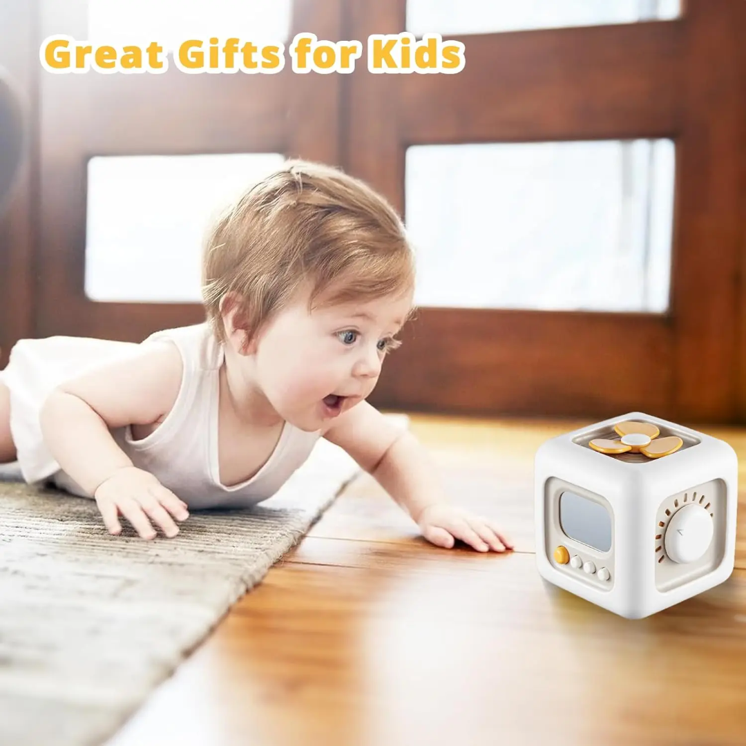 Montessori Busy Cube for Toddlers – 6-in-1 Sensory Toy (Pink)