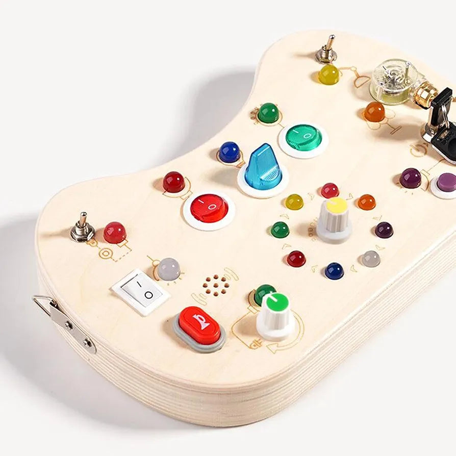 Caryon Montessori Busy Board for Toddlers – LED Lights & Interactive Learning Toy