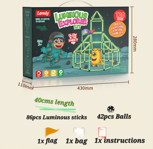 Glow-in-the-Dark Fort Building Kit for Kids - STEM Construction Toy