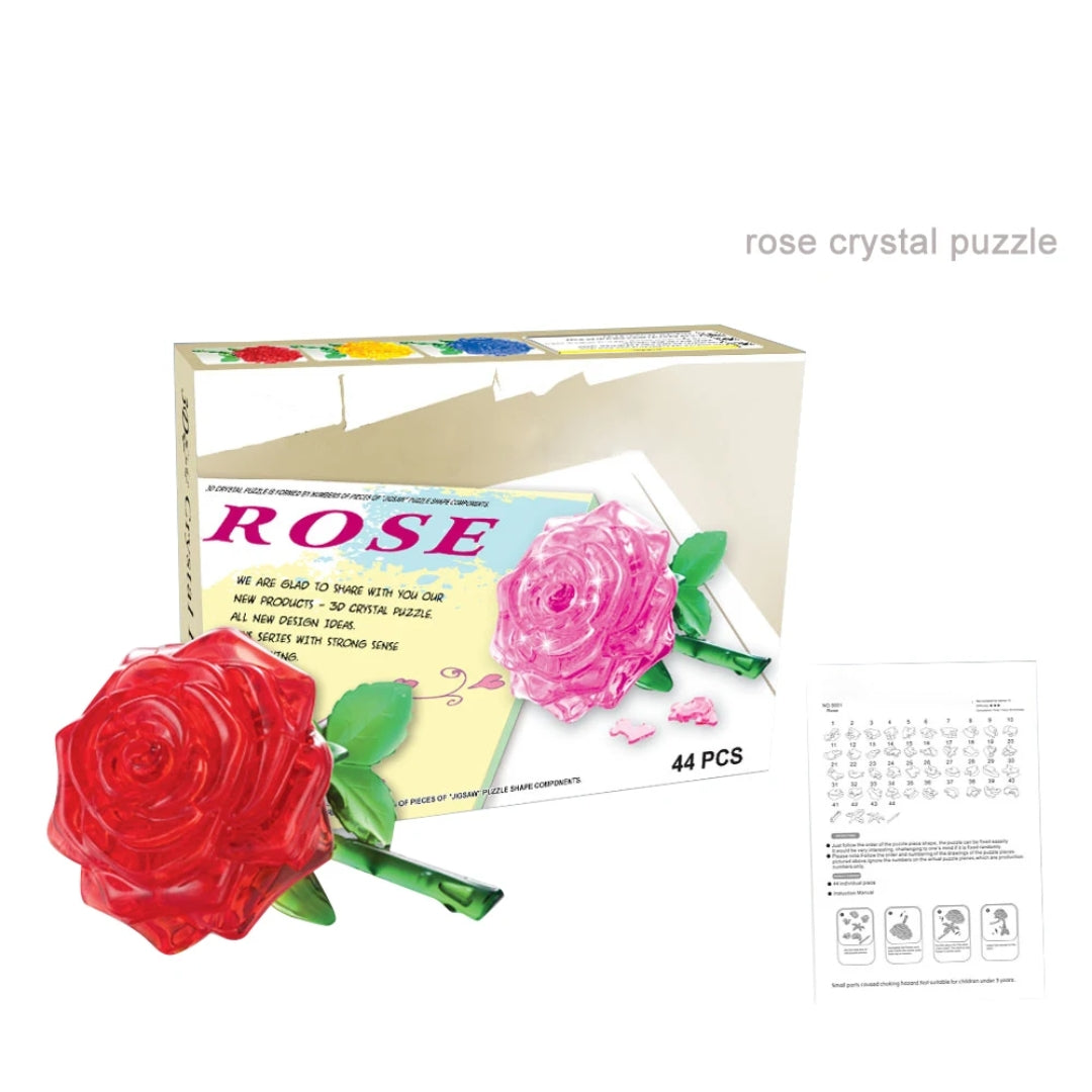Crystal Puzzle 3D Rose – 44 Piece Hard Level Brain Teaser Puzzle Gift