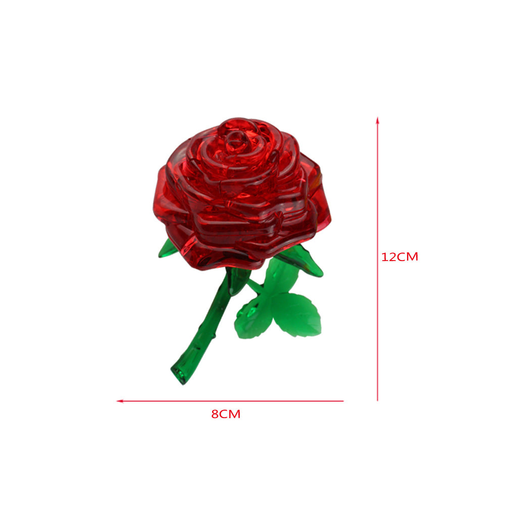 Crystal Puzzle 3D Rose – 44 Piece Hard Level Brain Teaser Puzzle Gift