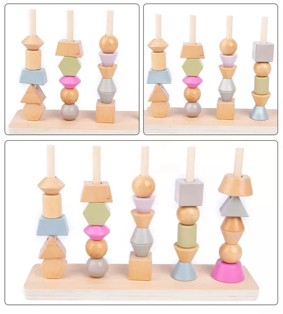 Wooden Color & Shape stacking Toy - Pattern Making Toy - Stacking Tower Toy