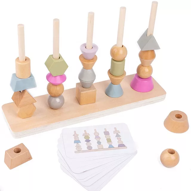 Wooden Color & Shape stacking Toy - Pattern Making Toy - Stacking Tower Toy