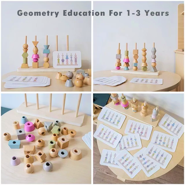 Wooden Color & Shape stacking Toy - Pattern Making Toy - Stacking Tower Toy