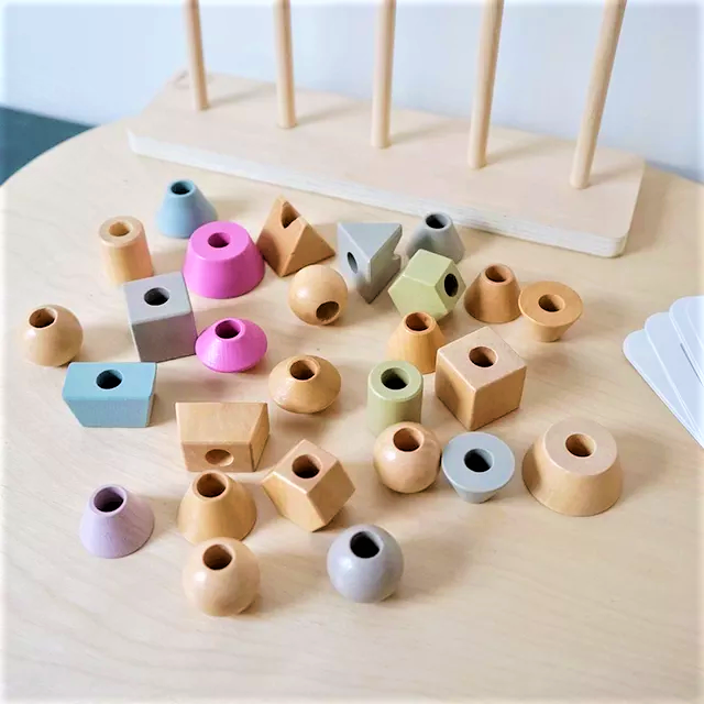 Wooden Color & Shape stacking Toy - Pattern Making Toy - Stacking Tower Toy