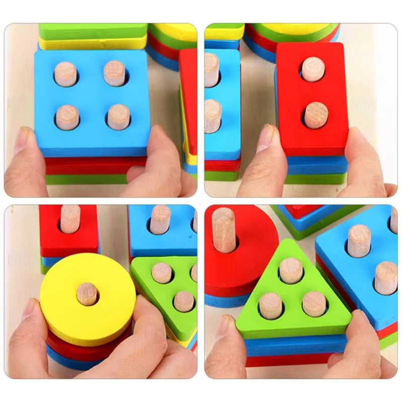 Educational toy for 1 to 3 year olds with shapes and pegs
